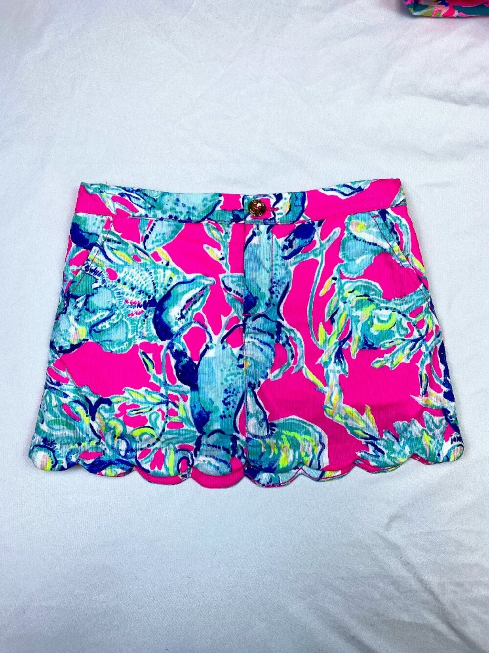 Lilly Pulitzer Girls Mini Colette Scalloped Skort Lobsters In Love Size 10